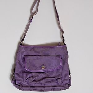 Coach Purple Jacquard Kyra Shoulder Bag